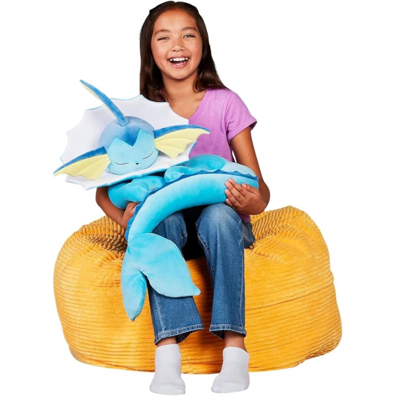 Officiële Pokemon Knuffel Vaporeon slapend +/- 85cm lang (met uitgevouwen staart) Jazwares